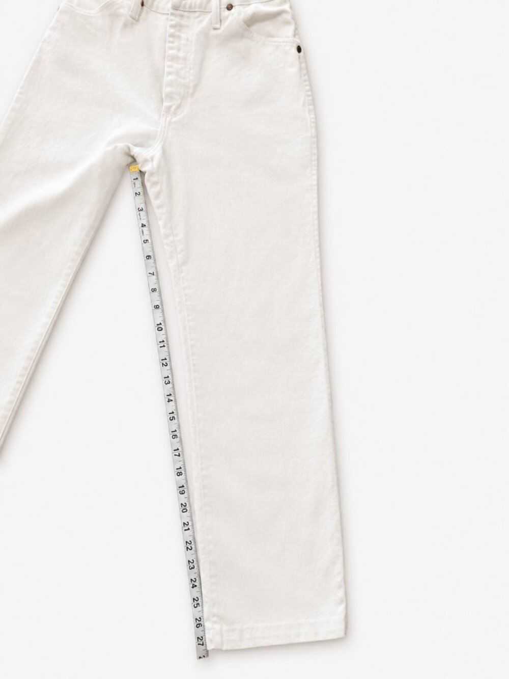Vintage 70s Wrangler White Straight Leg Jeans 28x29 - Picture 7 of 11